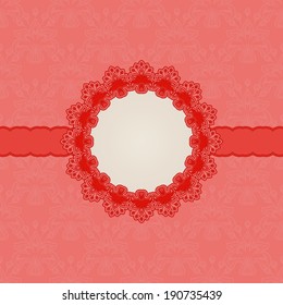 Template vector frame design for greeting card, invitation. Background - floral seamless pattern.