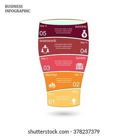 Template for vector glass infographic, diagram, graph, presentation, chart. Business startup idea concept with 4 options, parts, steps or processes.