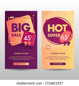 Template Vector Graphic of Big Sale and Hot Offer with Abstract Geometry Shape for Social Media and Portrait Banner