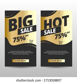 Template Vector Graphic of Elegant Golden Big Sale and Hot Sale for Social Media and Portrait Banner