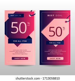 Template Vector Graphic of Get Up and Best Deal with with Label Discount for Social Media and Portrait Banner