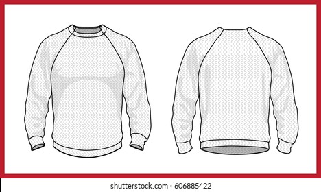 Template vector illustration of a blank basic jersey sweater pullover. Casual clothes