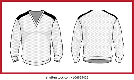 Template vector illustration of a blank basic jersey sweater pullover. Casual clothes