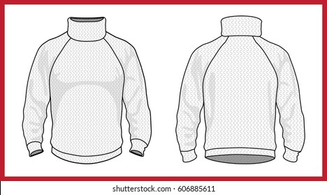 Template vector illustration of a blank basic jersey sweater pullover. Casual clothes
