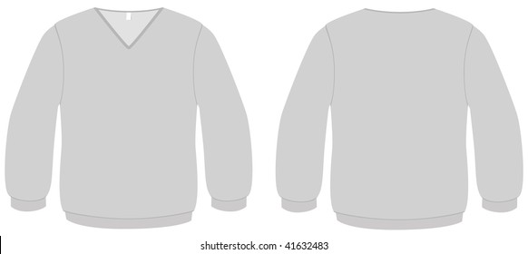 Template vector illustration of a blank sweater with V-neck. All objects and details are isolated. Colors and white background color are easy to adjust/customize.