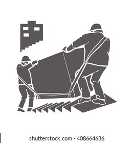 Template vector illustration . People carrying goods .