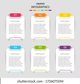 Template vector infographic with  6 options. Abstract modern design can used for banner diagram workflow timeline and web design layout, presentation templates background