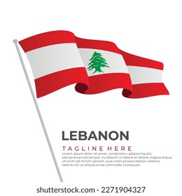 Diseño moderno de la bandera libanesa del vector de plantilla. Ilustración del vector
