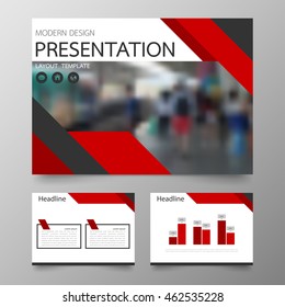 Template vector line red set for brochure presentation business.Slides horizontal of modern layout and brochure illustration leaflet flyer design 