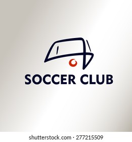 Template vector logo Football Soccer Club. Ball in. White background, the silhouette logo.