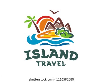 Template Vector Logo Of The Island. Illustration Of Travel Around The Island.