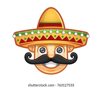 Template of Vector of man wearing sombrero with mustache