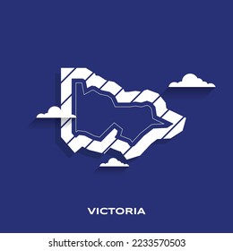 Template Vector Map of Victoria State with Border, Highly Detailed Illustration in Background Blue Colors.