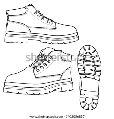 Template vector men's leather shoes hand-drawn collection. Formal shoes, Front, side, and bottom view, suitable for your custom leather shoes.