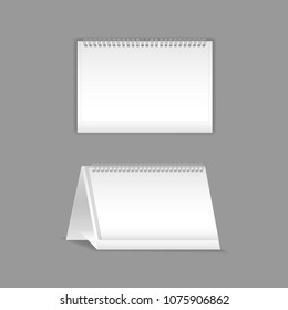 Template vector mock-up blank table calendar, layout, realistic notebook, organizer. Realistic quarterly calendar in form pyramid. Vector illustration isolated.