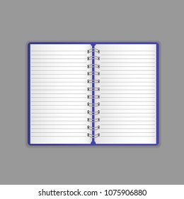 Template vector mock-up blank table calendar, layout, realistic open notepad. Empty diary with fields and the cover, organizer and broken fields by months. Vector illustration.