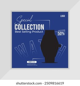 Template vector modern clean social media post design template for watch sale