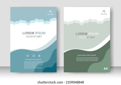 Template vector modern design for cover book, Brochure, Magazine, Annual Report, Flyer, Poster, Infographic. with concept blue and green color size A4
