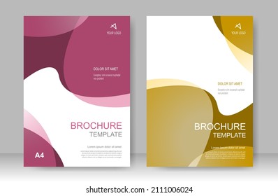 Template vector modern design for cover book, Brochure, Magazine, Annual Report, Flyer, Poster, Infographic. with concept curve purple and brown color size A4