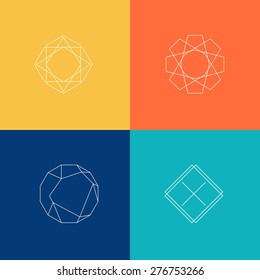 Template. Vector set of emblems. Abstract hipster logo templates. Triangle background.