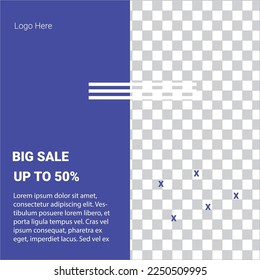 Template vector social media navy and pink theme eps 10, 2160 x 2160 pxl for promotion
