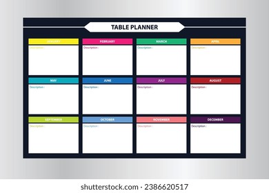 Template vector of table planner set