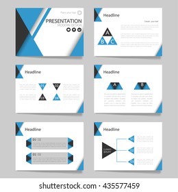 Template vector triangle blue set for presentation. slides of modern layout and brochure illustration design