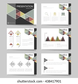 Template vector triangle pastel set for presentation. slides of modern layout and brochure illustration design 