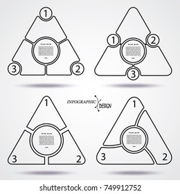 Template vector triangles for infographic. Flat design can be used for for diagram, graph, presentation and triangle chart with 3 options, parts, steps or processes.