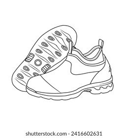 Template vector  Unisex Waterproof Garden Shoes, Car Wash Footwear, suitable for your  Rain Boots shoes design, outline vector doodle illustration, side and bottom view, isolated on white background