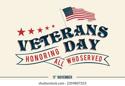 Template vector United States flag for Veterans Day background. Vector illustration