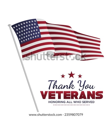 Template vector United States flag for Veterans Day background. Vector illustration