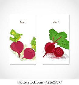 Template. Vegetables. It can be used for packing of seeds. . Sketch. Beet. Set.