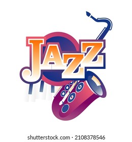 Template for vertical poster, advertisement for jazz music festival, ticket or program, vector illustration