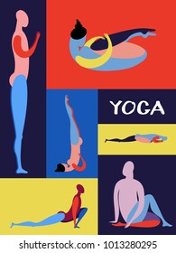 template vertical poster card asana set modern linear drawing of