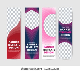 Template vertical web banners with abstract shapes for photos and text. A set of designs for the site of a standard size. Vector Illustration
