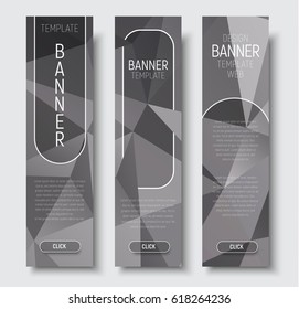 Template vertical web banners with abstract gray background with transparent elements. Vector illustration. Set