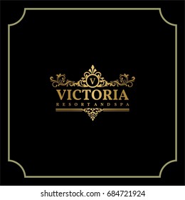 template victoria hotel and spa logo designs, vector eps 10