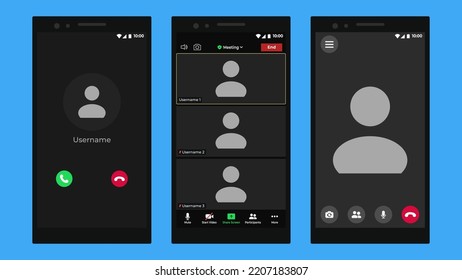 Template video conference user interface. User web video call window. User web video call window. Video call illustration. Talking user frame on screen.