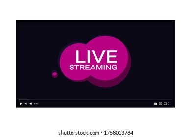 Plantilla de marco de reproductor de vídeo con icono de transmisión en vivo. Ilustración del vector