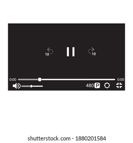 template video player for handphone. Youtube  video player template. UI UX interface template,