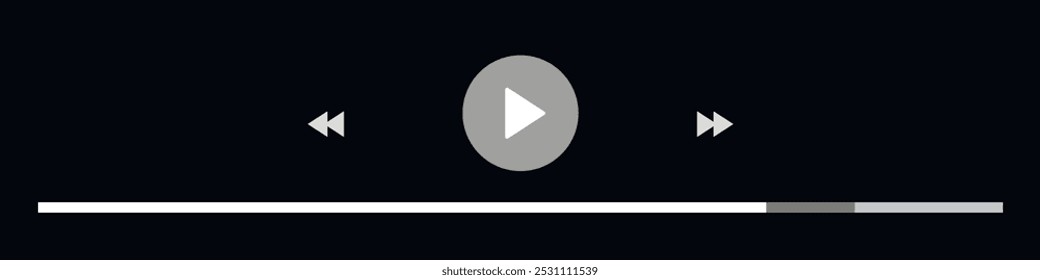 Template video player for web and mobile apps. Modern multimedia playback application. Audio player control panel, media music player.