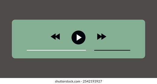 Template video player for web and mobile apps. Modern multimedia playback application. Audio player control panel, media music player.