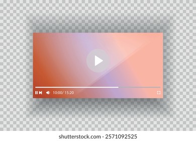 Template video player for web and mobile apps. Modern multimedia playback application. Audio player control panel, media music player.