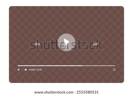 Template video player for web and mobile apps. Modern multimedia playback application. Audio player control panel, media music player.