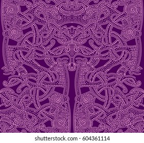 The Template For The Vikings. Pattern background pink. Hand-drawing elements. Seamless abstract pattern for printing on fabric or paper. The Celtic knots. Texture.