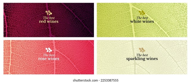 Template with vine leaf texture background. Vegetable background for wine designs. Colores del vino. Header for news, web or social networks. vector illustration.