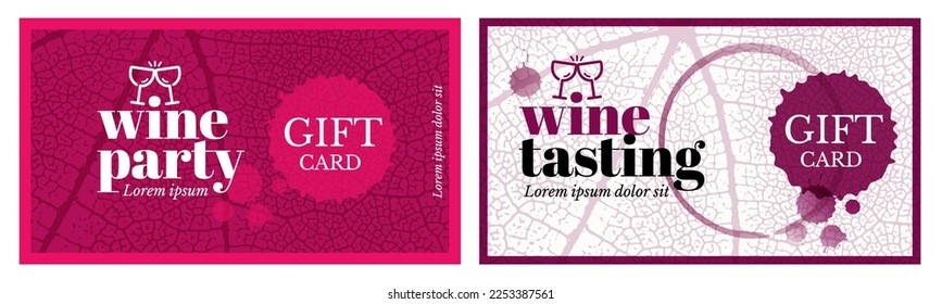 Template with vine leaf texture background. Vegetable background for wine designs. Gift card design. Vector illustration.