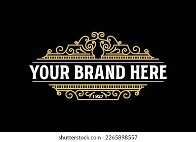 Plantilla del marco de borde antiguo del marco de la marca de la corona real Sello de marca de la marca del sello de la corona Vector de diseño