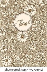 Template for vintage card with detailed hand drawn zentangle inspired flowers. Save the date cards, wedding invitation flowers and decorative elements. Floral invites, boho style. Grunge background.
